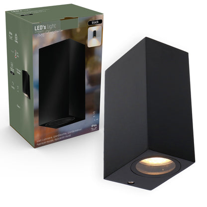 NØRD Up&Down - LED's Light LED Buitenlamp met GU10 fitting - Rechthoek - IP44 - Zwart - Model Milaan
