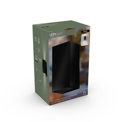 NØRD Up&Down - LED's Light LED Buitenlamp met GU10 fitting - Rechthoek - IP44 - Zwart - Model Milaan