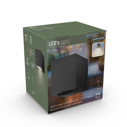 NØRD Down - LED's Light LED Wandlamp Buiten met GU10 fitting - Vierkant - IP44 - Antraciet - Model Rome