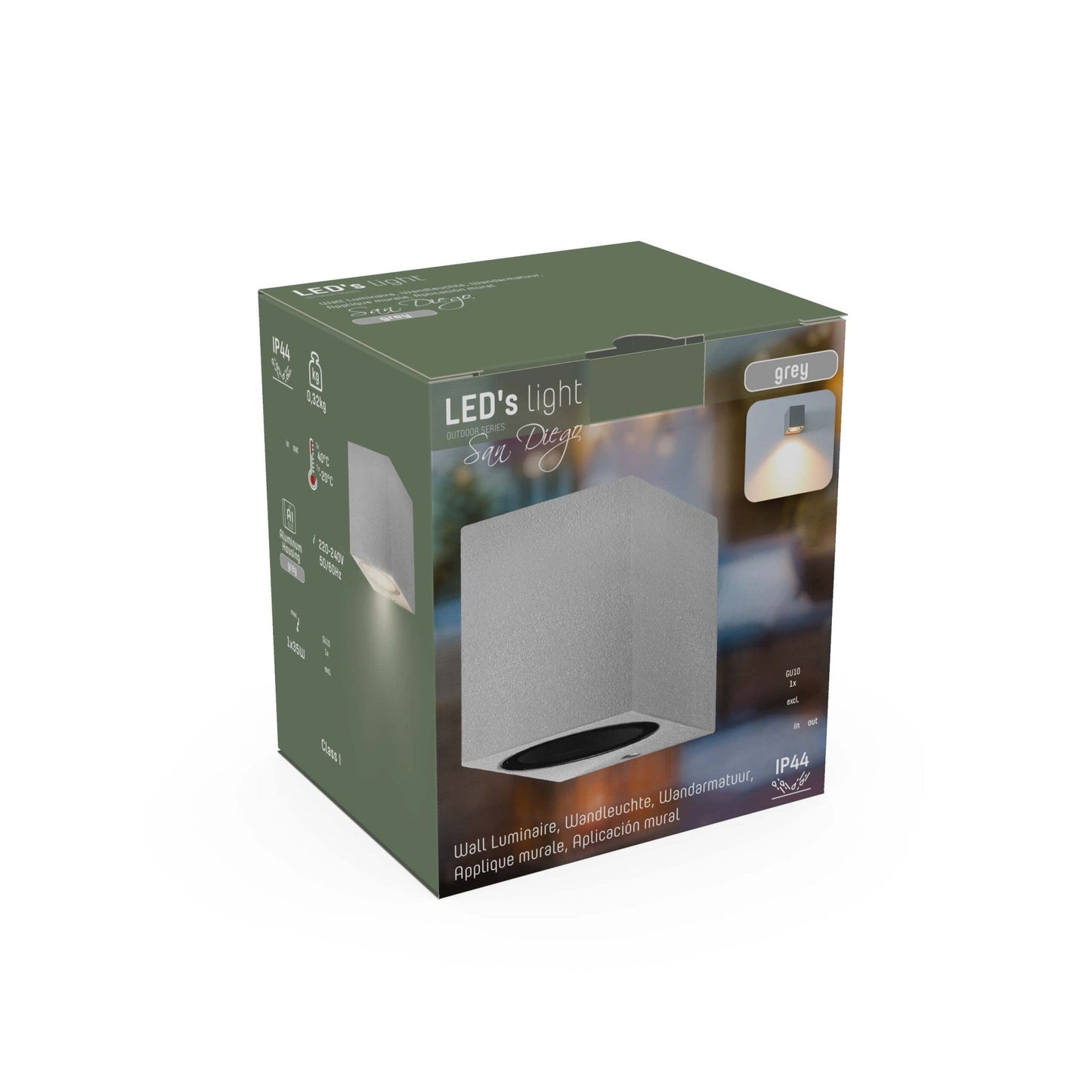 NØRD Down - LED Wandlamp buiten met GU10 fitting - Rome - Vierkant - IP44 - Grijs