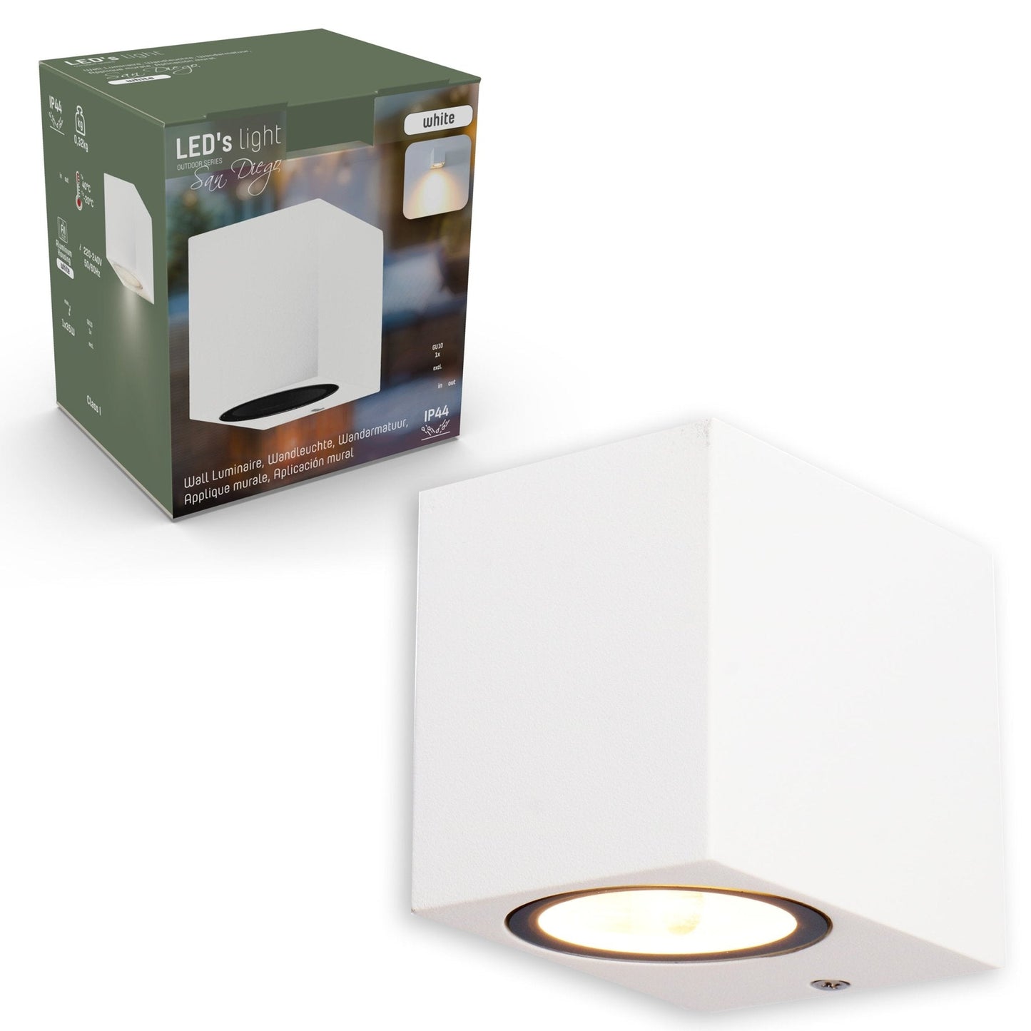 NØRD Down - LED's Light LED Wandlamp Buiten met GU10 fitting - Vierkant - IP44 - Wit - Model Rome