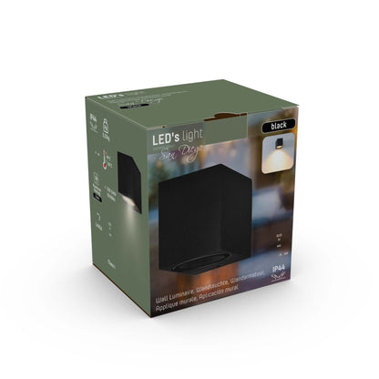 NØRD Down - LED's Light LED Wandlamp Buiten met GU10 fitting - Vierkant - IP44 - Zwart - Model Rome