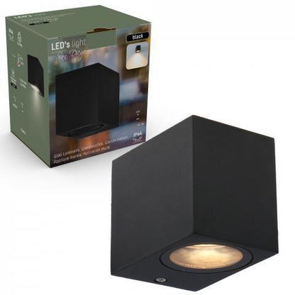 Comnox - NØRD Down - LED Wandlamp Buiten met GU10 fitting - Duurzame buitenverlichting - Weerbestendig IP44 - Aluminium constructie - zwart