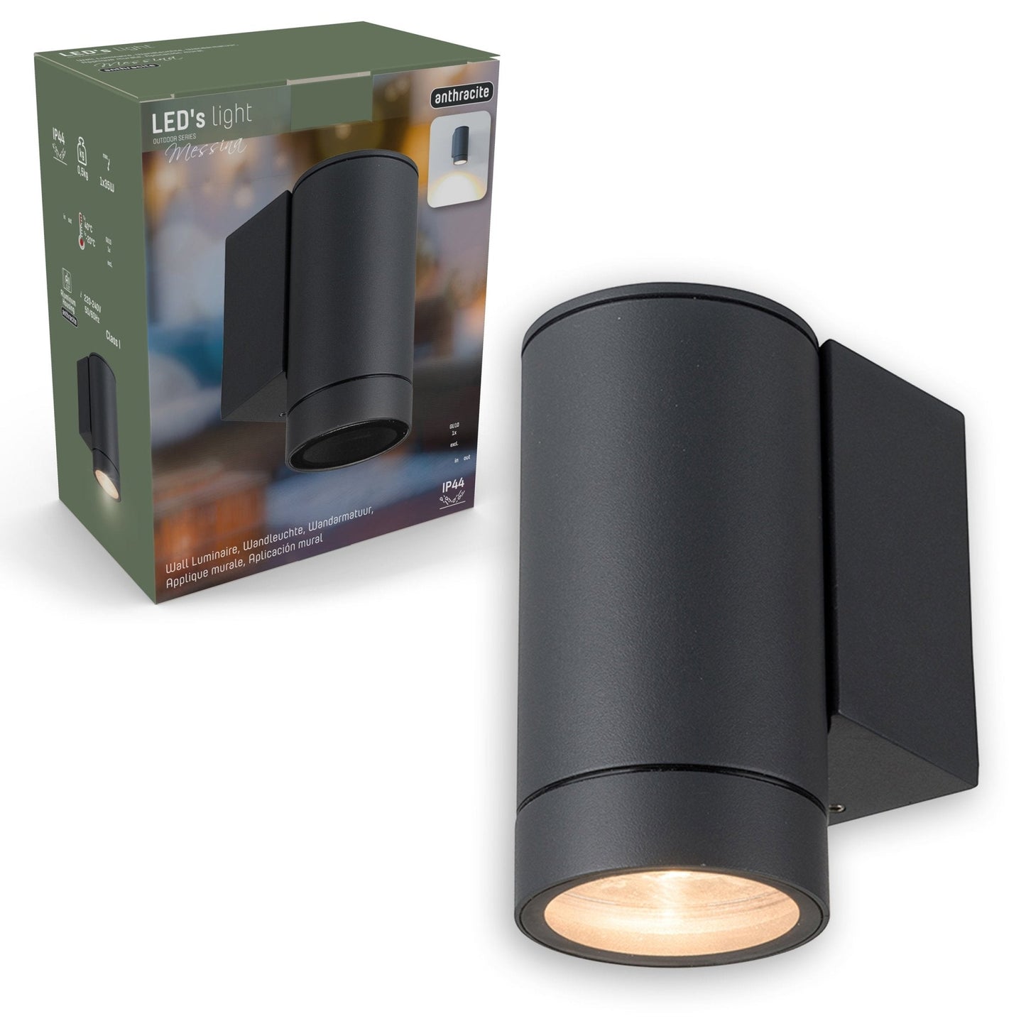 Comnox - LED's Light - Buiten muurlamp met GU10 fitting - Comfortabele buitenverlichting - Waterbestendig IP44 - Antraciet
