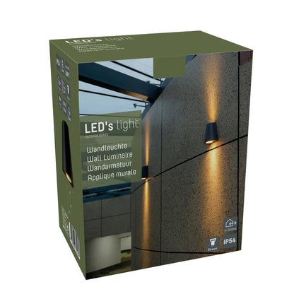 LED's Light LED Wandlamp Buiten - Vaas met 2 lichtpunten - Model Como - IP44 - Antraciet