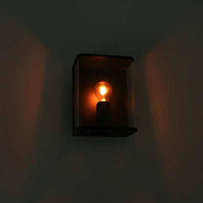 LED Wandlamp Glas - Rondom licht - Rechthoek - E27 fitting - IP44 - Zwart