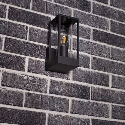 LED's Light LED Wandlamp met glazen ruiten - Rechthoek - E27 fitting - IP44 - Antraciet