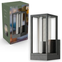 Comnox - LED's Light - Buitenwandlamp met glazen ruiten - Weerbestendig & Duurzaam - E27 fitting - IP44 - Antraciet