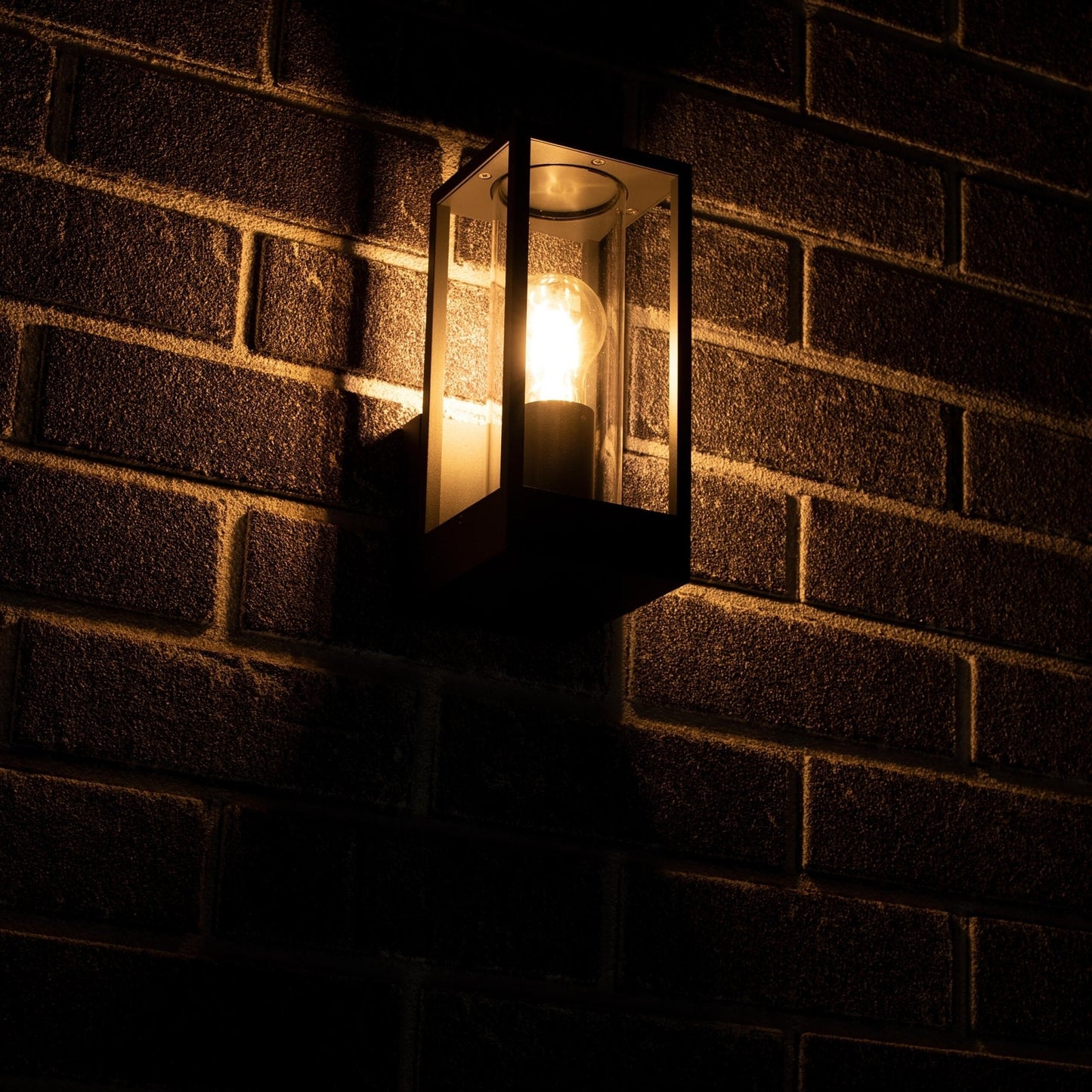 LED's Light LED Wandlamp met glazen ruiten - Rechthoek - E27 fitting - IP44 - Antraciet