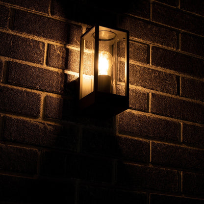 LED's Light LED Wandlamp met glazen ruiten - Rechthoek - E27 fitting - IP44 - Antraciet