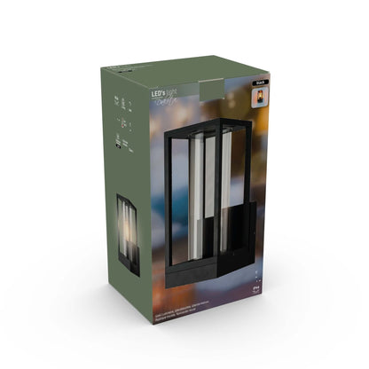 LED's Light LED Wandlamp met glazen ruiten - Rechthoek - E27 fitting - IP44 - Zwart