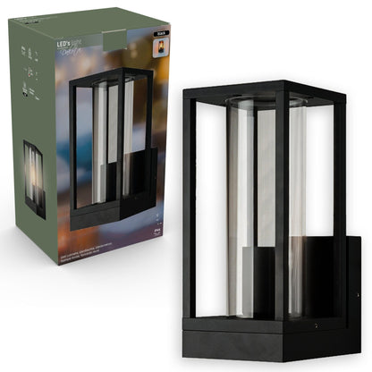 LED's Light LED Wandlamp met glazen ruiten - Rechthoek - E27 fitting - IP44 - Zwart