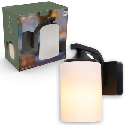 Comnox - LED Wandlamp Milky Noto Antraciet - Gelijkmatige verlichting - Verlaagd verblinding - E27 fitting - IP44 - buitenwandlamp