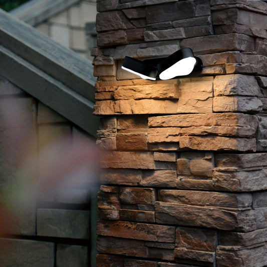 Comnox - LED's Light Rieti - Dubbele buitenlamp - Warm wit licht - 10 jaar duurzame lamp - 12W - 570 lm - IP44 - zwart