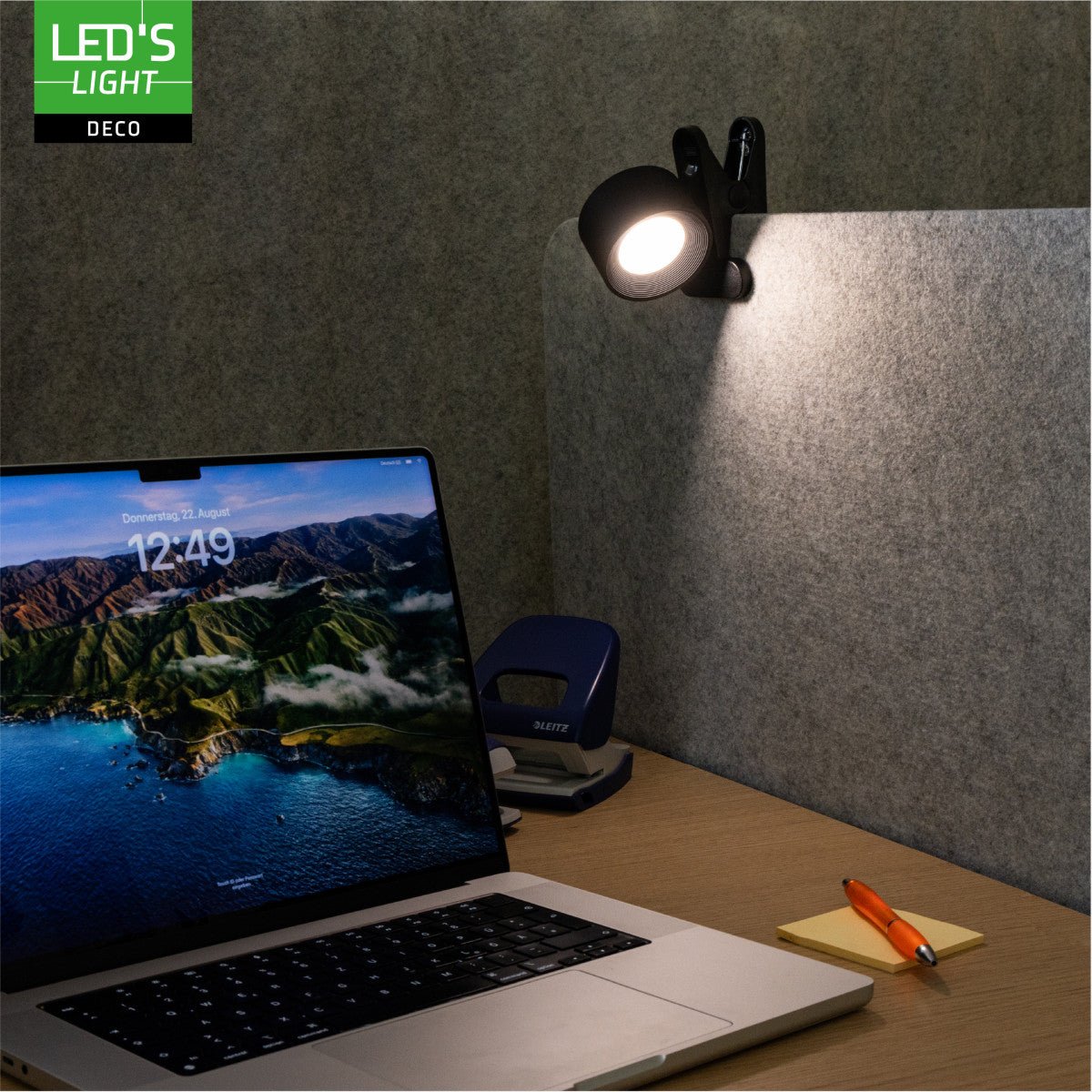 LED's Light 3-in-1 Draadloos Oplaadbaar Spotje - Tafellamp, Klemlamp & Wandlamp - Zwart