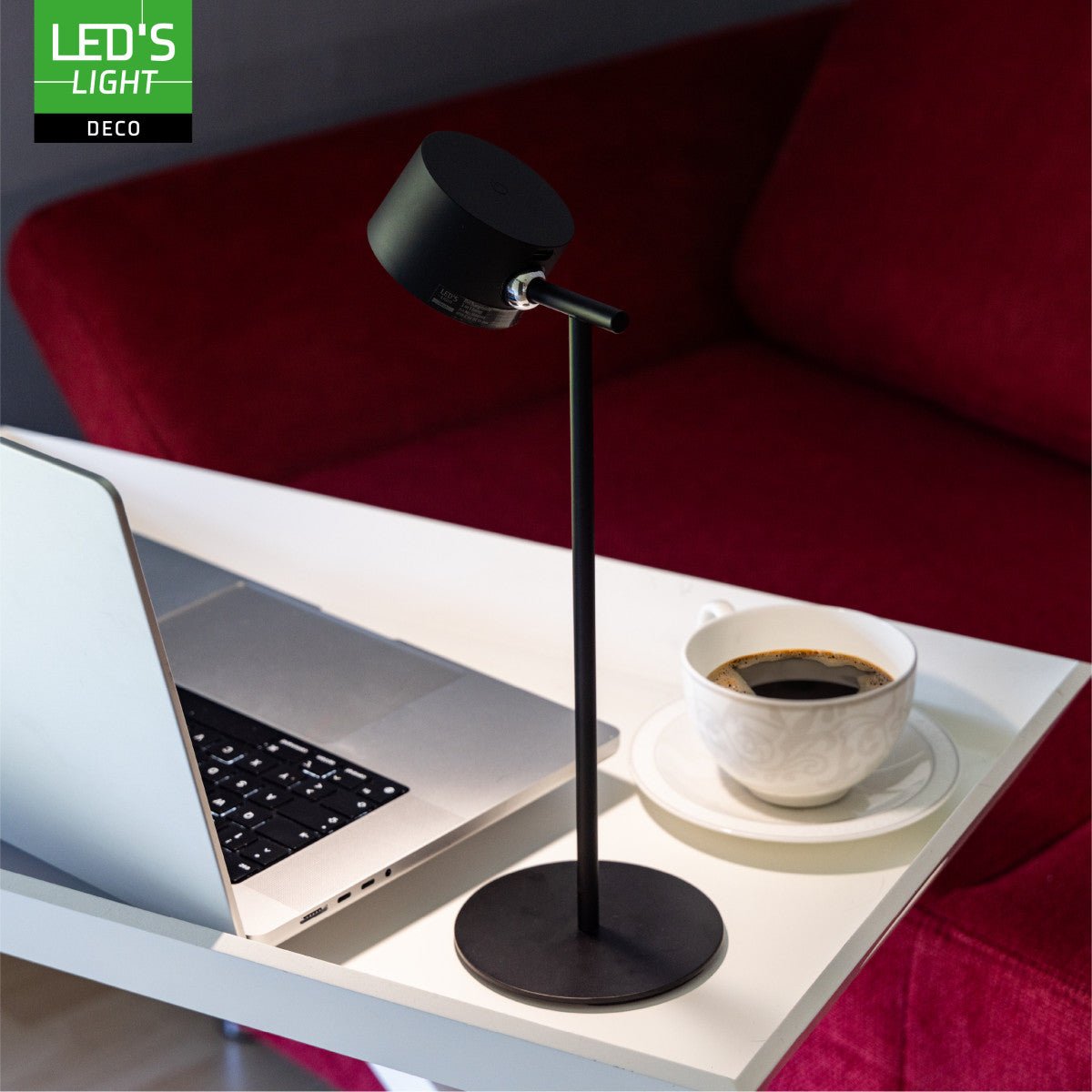 LED's Light 3-in-1 Draadloos Oplaadbaar Spotje - Tafellamp, Klemlamp & Wandlamp - Zwart