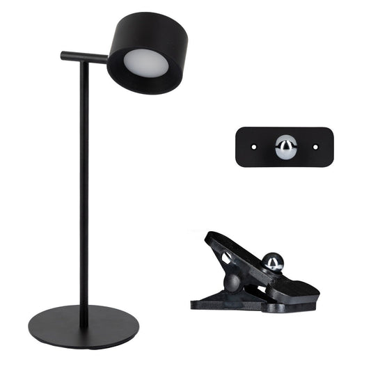 Comnox - LED's Light 3-in-1 Draadloos Oplaadbaar Spotje - Tafellamp, Klemlamp & Wandlamp - Zwart - Flexibel lichtaanpassing - USB-C oplaadkabel - 3 kleuren