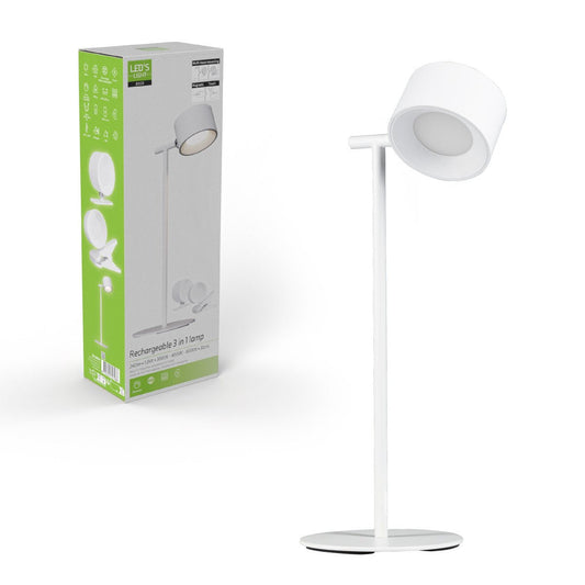Comnox - LED's Light 3-in-1 draadloze lamp - Flexibele verlichting voor elke hoek - Oplaadbaar zonder snoeren - Dimmable 3 standen - Wit