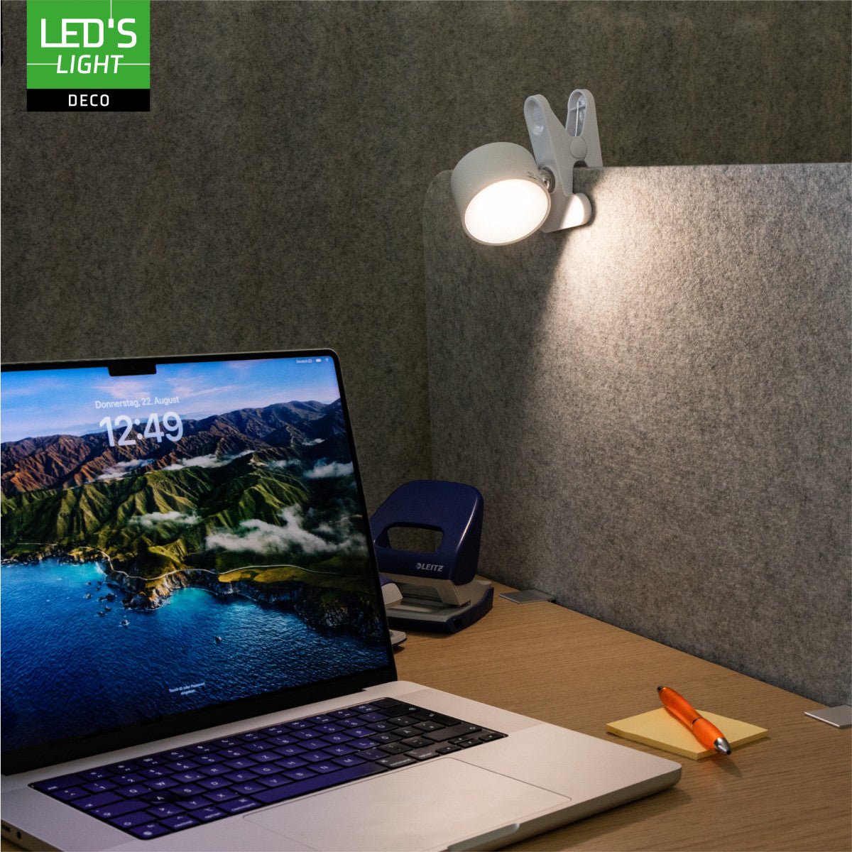 LED's Light 3-in-1 draadloze oplaadbare lamp met magnetische muurbeugel, voet en klem - Wit