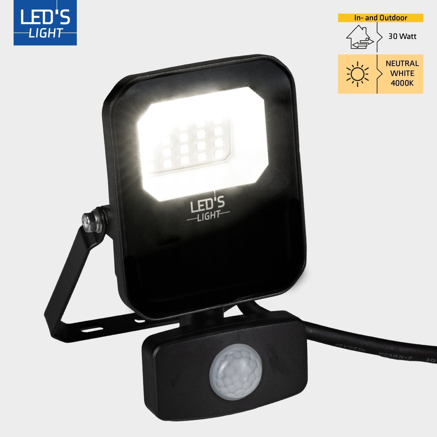 Comnox - LED's Light Buitenlamp Schijnwerper Floodlight Bewegingssensor 4200lm 30W Waterdicht IP65 Zwart