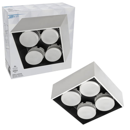 LED's Light Cube LED Plafondlamp - 4 lichtpunten - Draaibaar licht - Staal - 20 x 20 cm - Wit