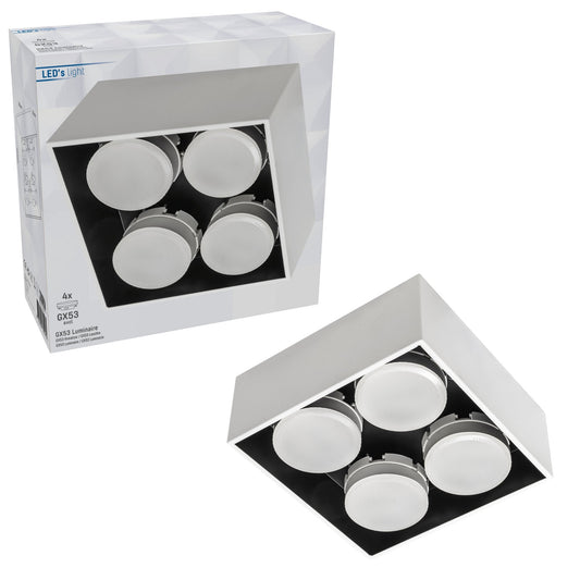 LED's Light Cube LED Plafondlamp - 4 lichtpunten - Draaibaar licht - Staal - 20 x 20 cm - Wit