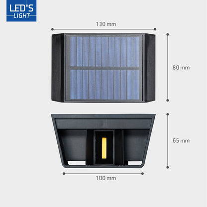 LED's Light draadloze Solar Buitenlamp met sensor - Schijnt beneden en boven - Wandlamp zonne-energie - Zwart