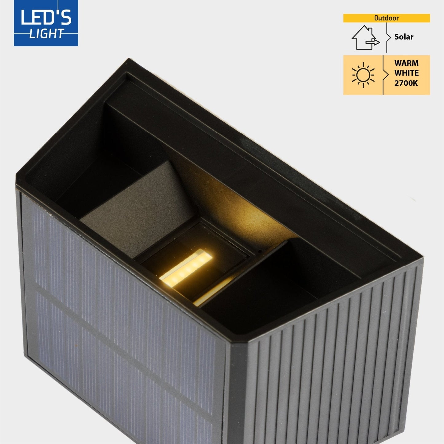 LED's Light draadloze Solar Buitenlamp met sensor - Schijnt beneden en boven - Wandlamp zonne-energie - Zwart