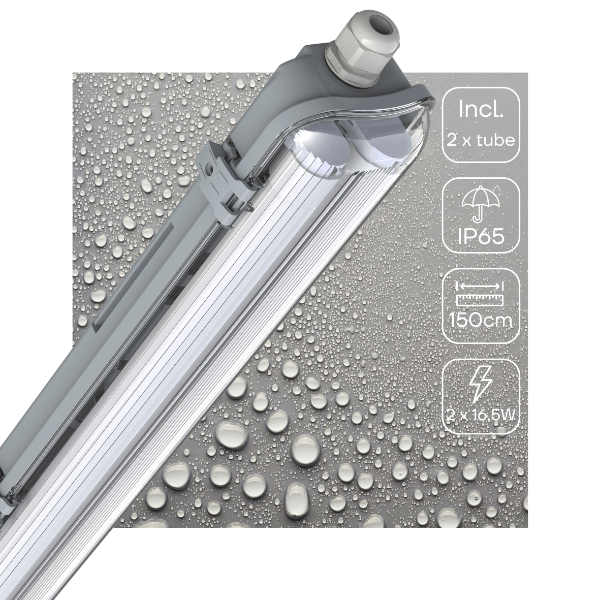 Comnox - LED's Light Dubbele LED TL armatuur - Waterbestendig en robuust - 150 cm