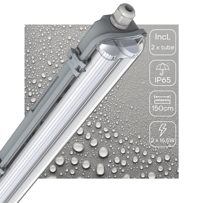 Comnox - LED's Light Dubbele LED TL armatuur - Waterbestendig en robuust - 150 cm