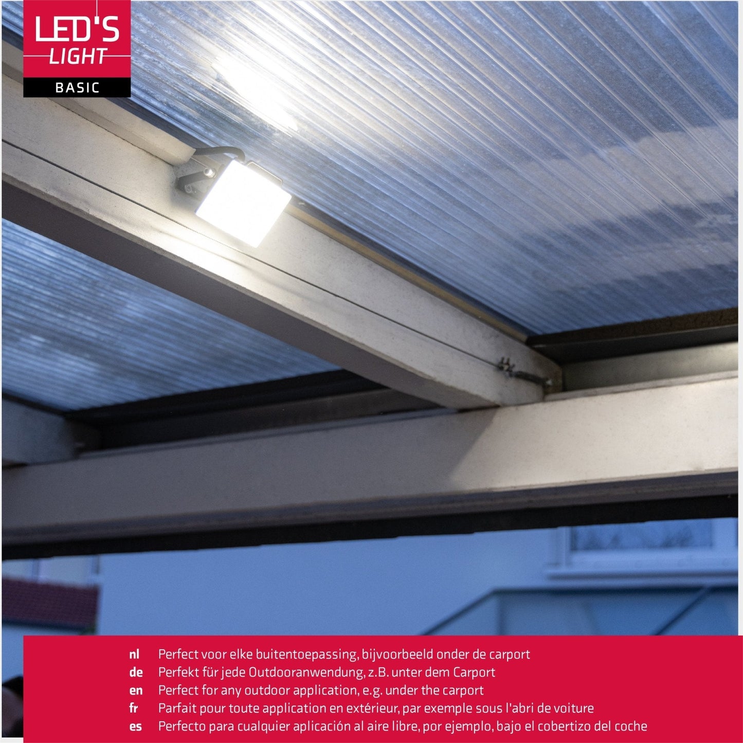 Comnox - LED's Light Floodlight 900 met beugel - Universeel binnen/buiten licht - Energiezuinig 10W - IP65 water- en stofdicht - helder wit - 150 cm