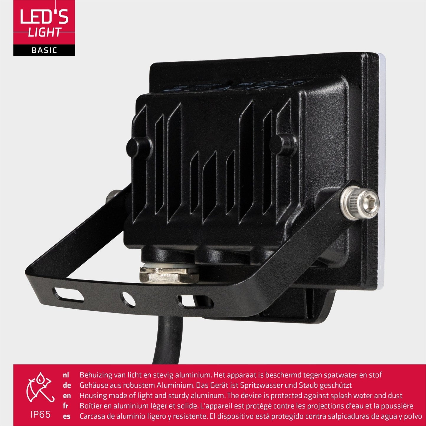Comnox - LED's Light Floodlight 900 met beugel - Universeel binnen/buiten licht - Energiezuinig 10W - IP65 water- en stofdicht - helder wit - 150 cm