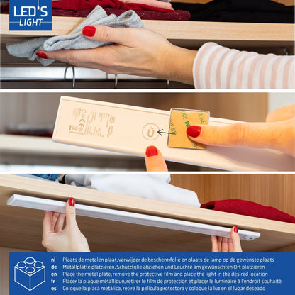 LED's Light Kastverlichting met sensor 40 cm - Oplaadbaar en draadloos - zwaai- en bewegingssensor - wit