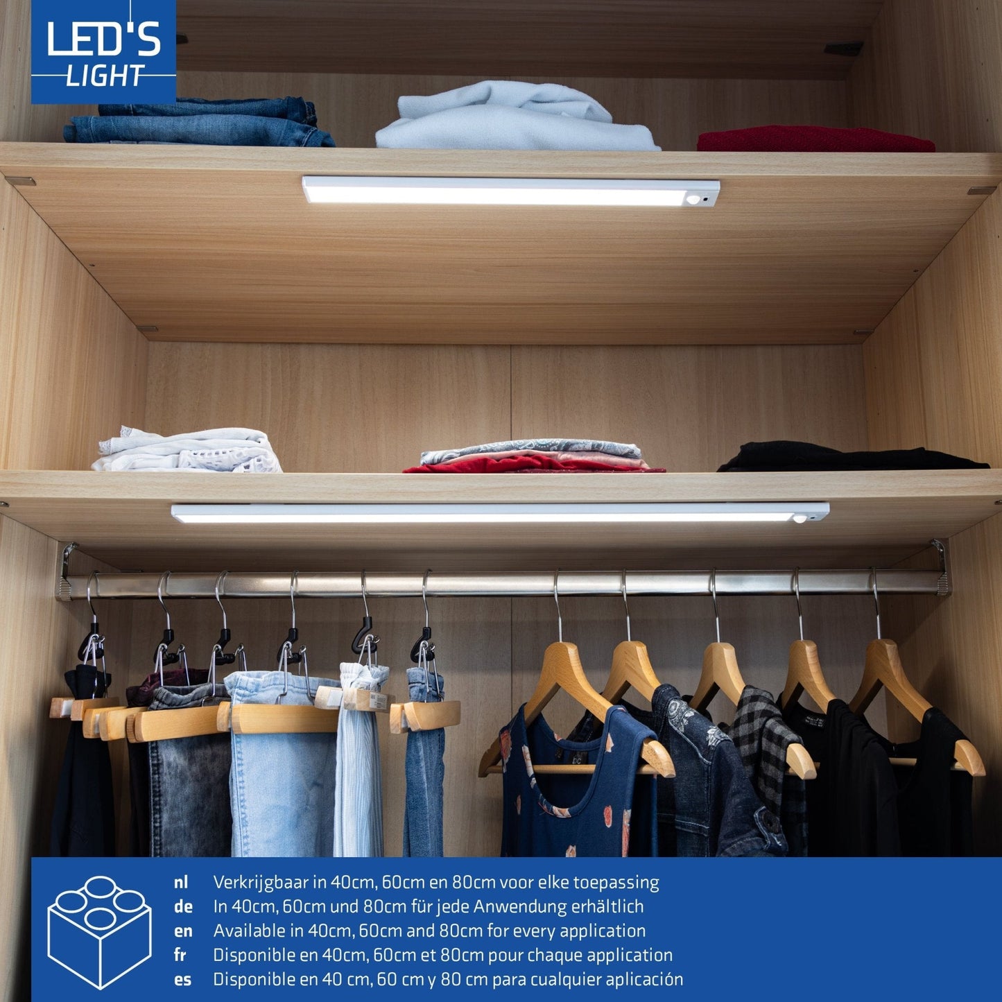 LED's Light Kastverlichting met sensor 60 cm - Oplaadbaar en draadloos - zwaai- en bewegingssensor - wit