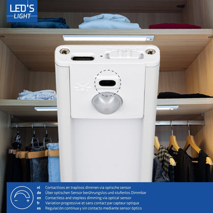 LED's Light Kastverlichting met sensor 60 cm - Oplaadbaar en draadloos - zwaai- en bewegingssensor - wit