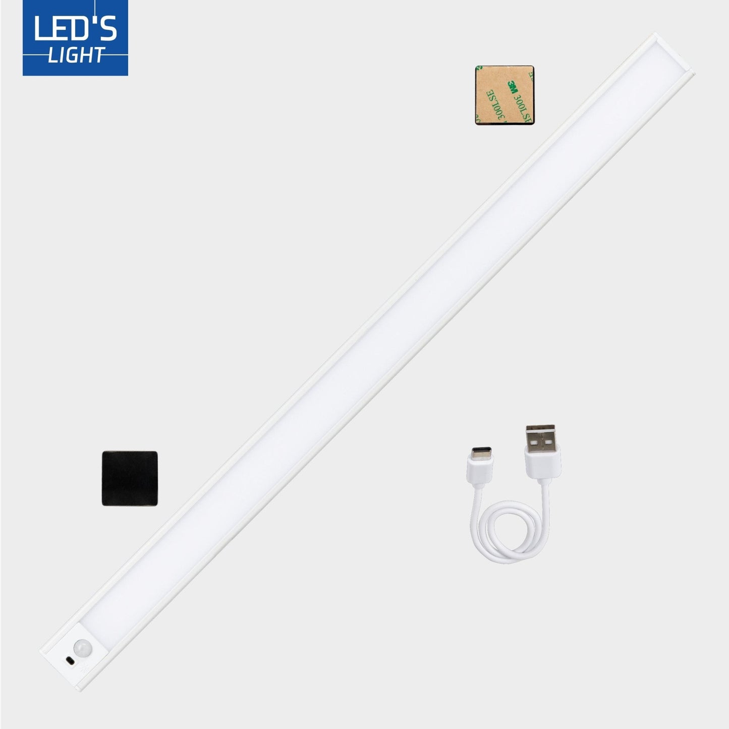 LED's Light Kastverlichting met sensor 60 cm - Oplaadbaar en draadloos - zwaai- en bewegingssensor - wit