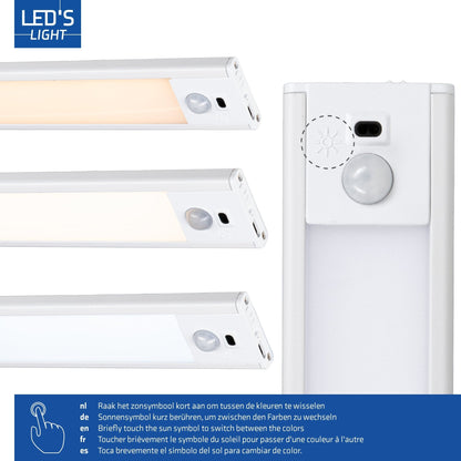 LED's Light Kastverlichting met sensor 80 cm - Oplaadbaar en draadloos - zwaai- en bewegingssensor - wit