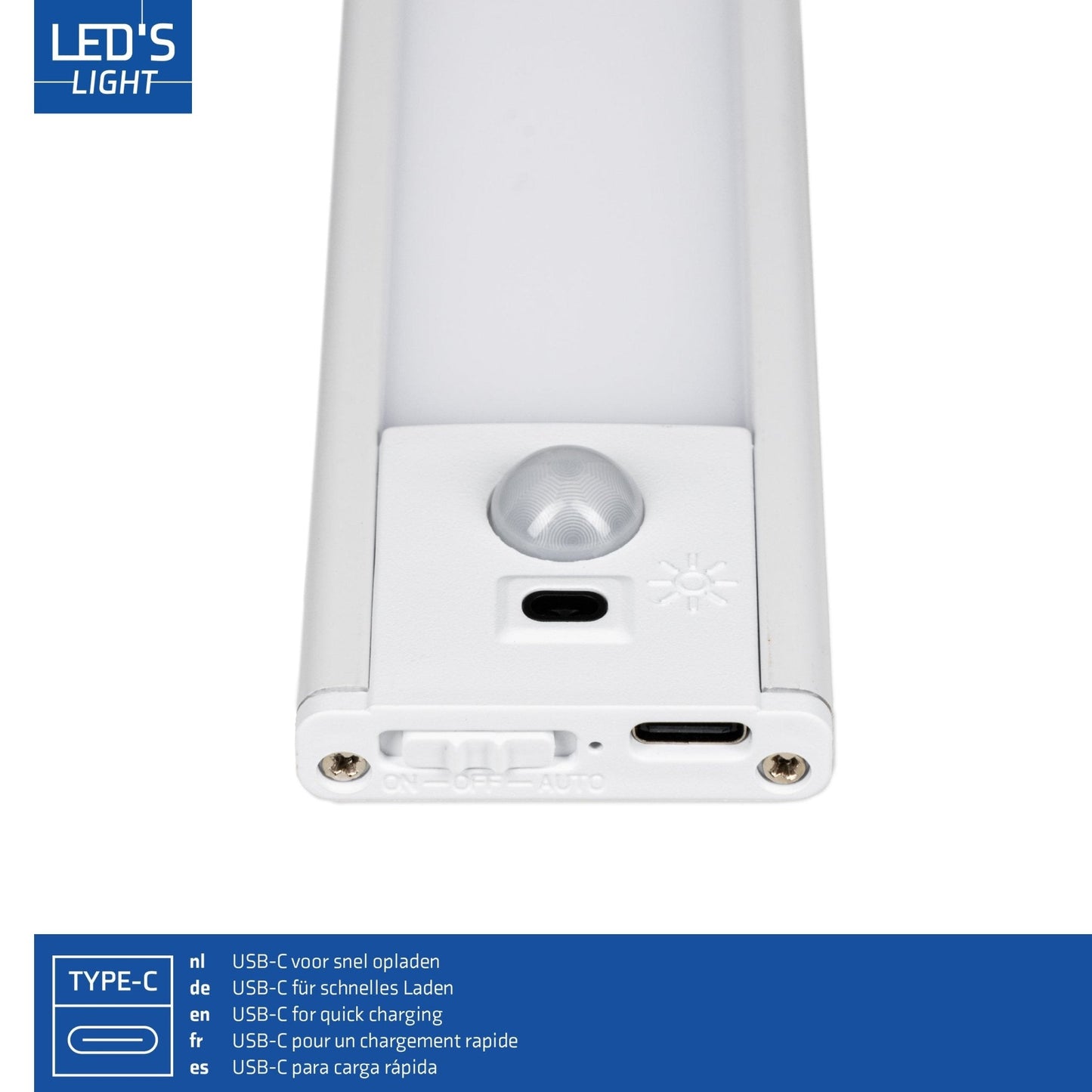 LED's Light Kastverlichting met sensor 80 cm - Oplaadbaar en draadloos - zwaai- en bewegingssensor - wit