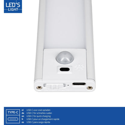 LED's Light Kastverlichting met sensor 80 cm - Oplaadbaar en draadloos - zwaai- en bewegingssensor - wit