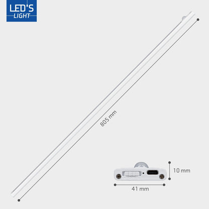 LED's Light Kastverlichting met sensor 80 cm - Oplaadbaar en draadloos - zwaai- en bewegingssensor - wit