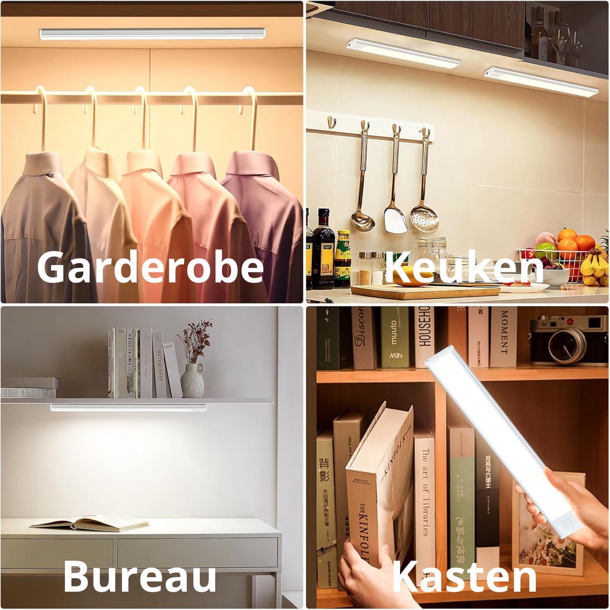 LED's Light Kastverlichting met sensor 60 cm - Oplaadbaar en draadloos - zwaai- en bewegingssensor - wit