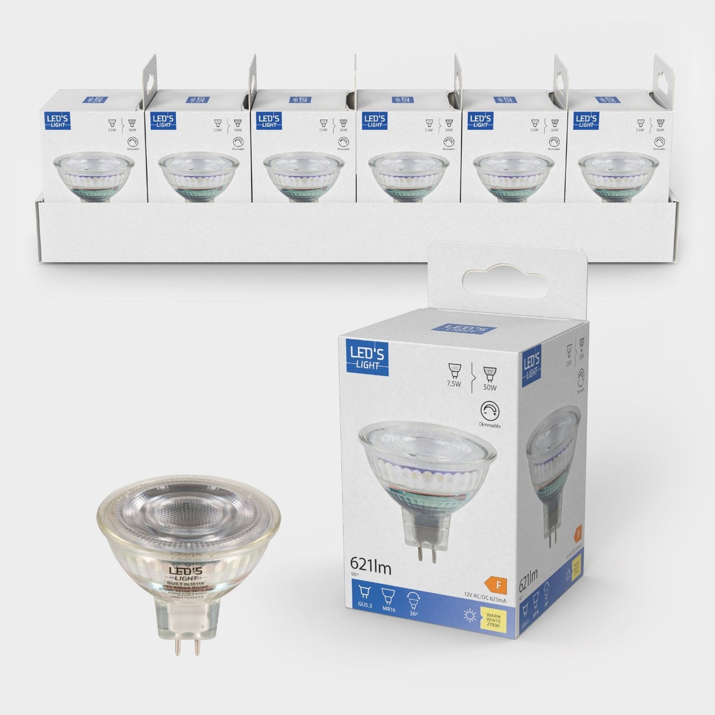 LED's Light LED lamp met GU5.3 fitting - Dimbaar warm wit - 7W vervangt 50W - MR16