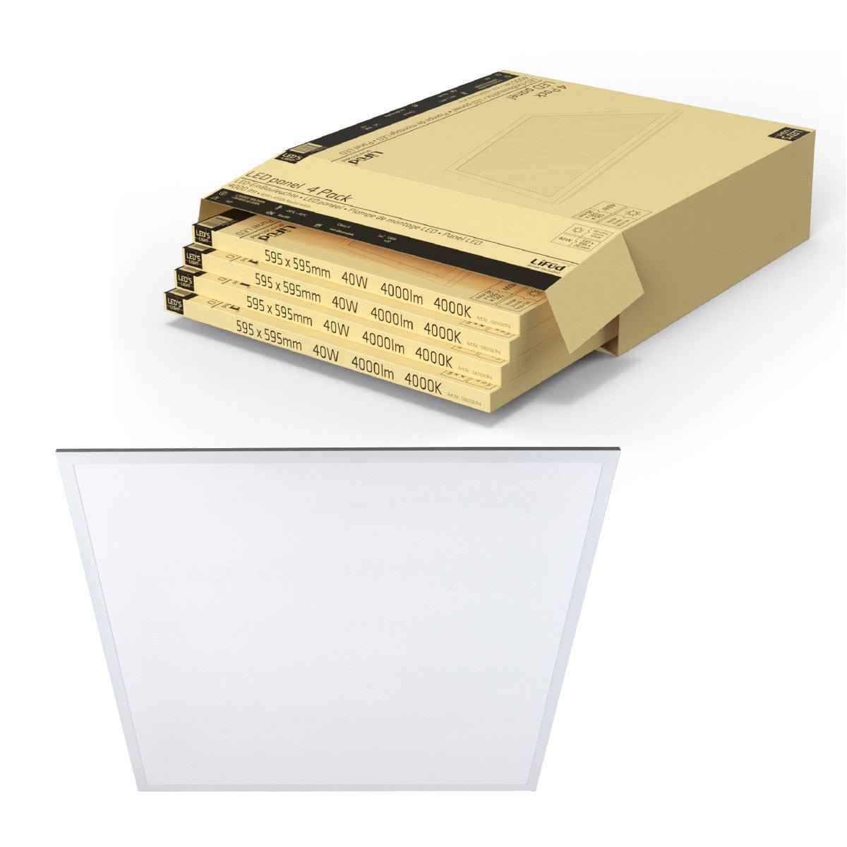 LED's Light LED Paneel 595x595mm  - Vierkant - Neutraal wit (4000K) - 4000 Lumen - 40W