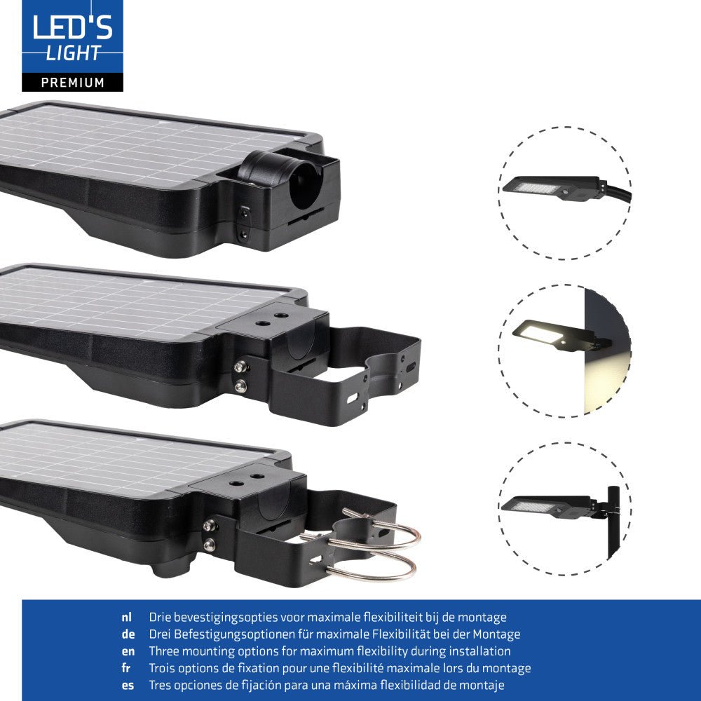 LED's Light LED Solar buitenstraatverlichting straatverlichting Lantaarnpaal 3000 lm 4000 K – Zwart