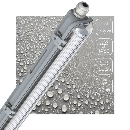 Comnox - LED TL armatuur 150 cm - Comfortabele, duurzame verlichting - IP65 waterbestendig - 150 cm - zwart