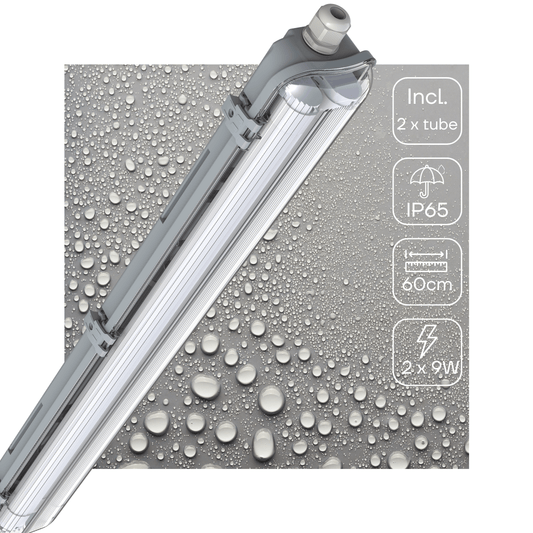 LED's Light LED TL dubbel armatuur 60 cm - Compleet met 2 LED TL buizen 60 cm - 2160lm