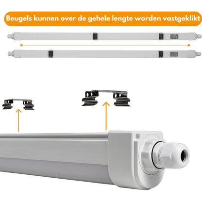 Comnox - LED TL lamp 120 cm - Direct helder licht voor lange ruimtes - Koppelbaar tot 10 lampen - Waterdicht IP65 - 36W 4320lm 4000K