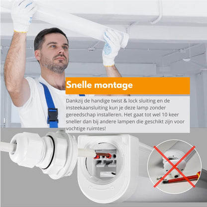 Comnox - LED TL lamp 120 cm - Direct helder licht voor lange ruimtes - Koppelbaar tot 10 lampen - Waterdicht IP65 - 36W 4320lm 4000K