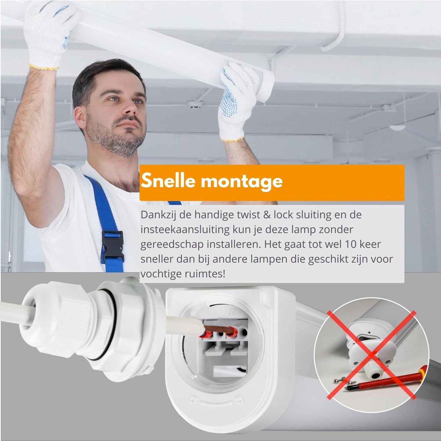 2 PACK - LED's Light LED TL lamp compleet 120 cm - Koppelbaar tot 10 lampen - Waterdicht - IP65