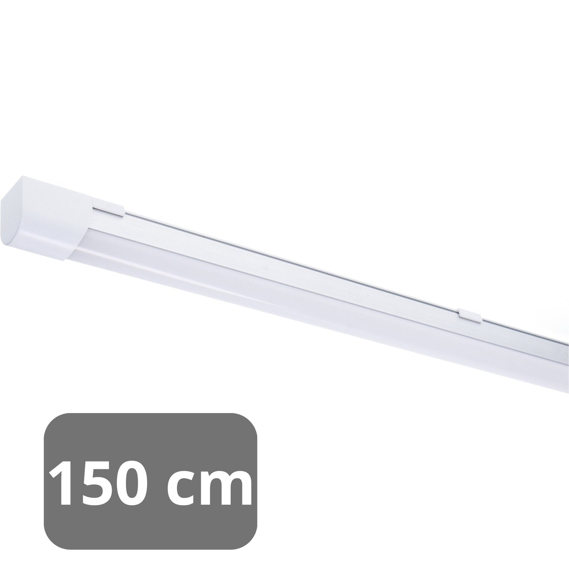 Een witte LED-lamp met een glanzende, rechthoekige kap en een zichtbare verpakking. Geschikt voor energiezuinige verlichting in kantoren, winkels of huishoudens.